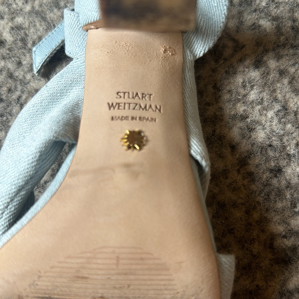 Stuart Weitzman Playa Open Toe Denim Sandals - image 7